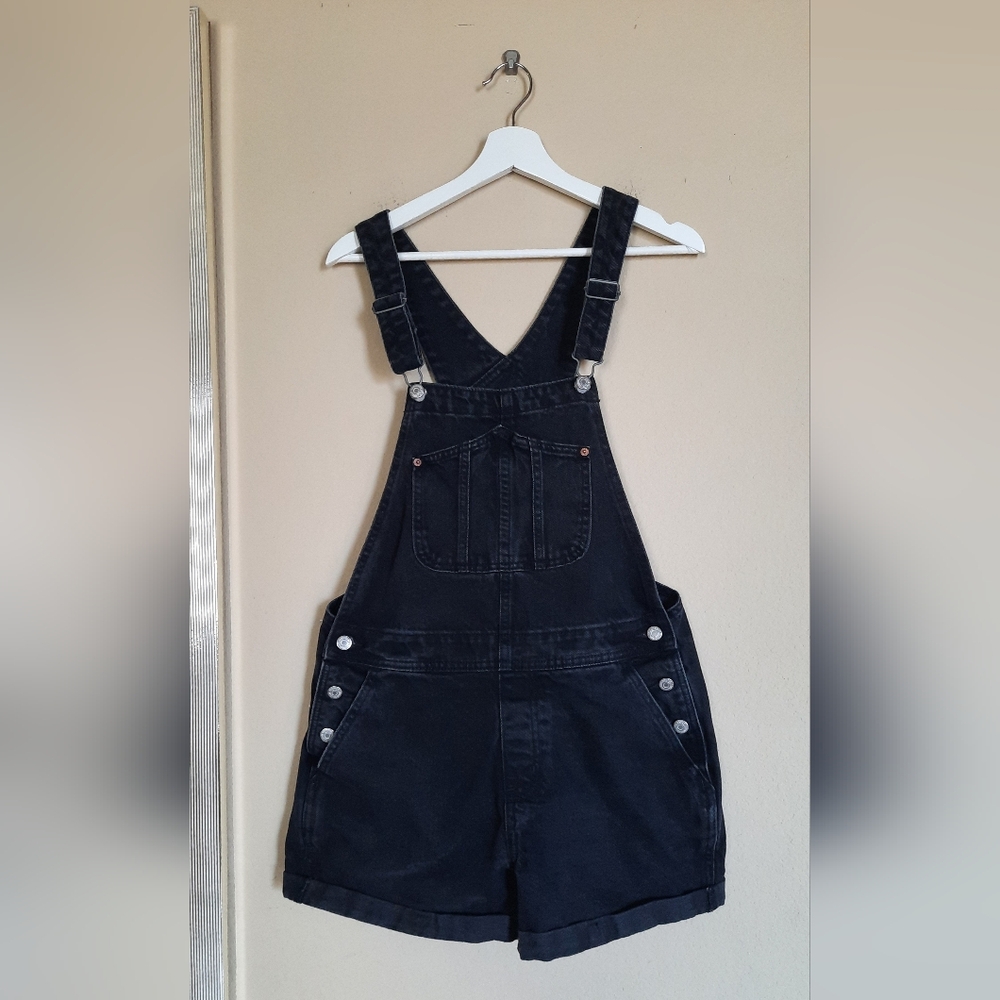 Old Navy Black Denim Overalls Shortalls Capsule Minimalist Cottage Gardening